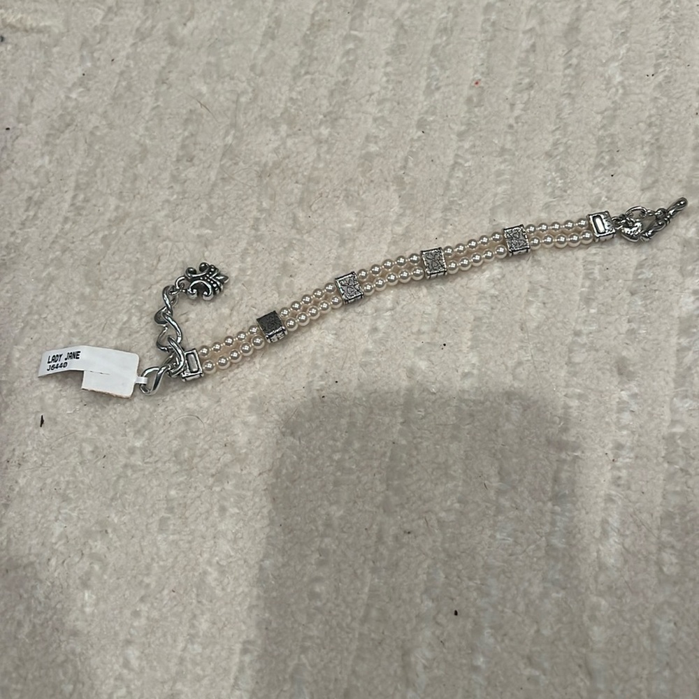 Brighton Silver-Tone Faux Pearl Triple Strand Bracelet